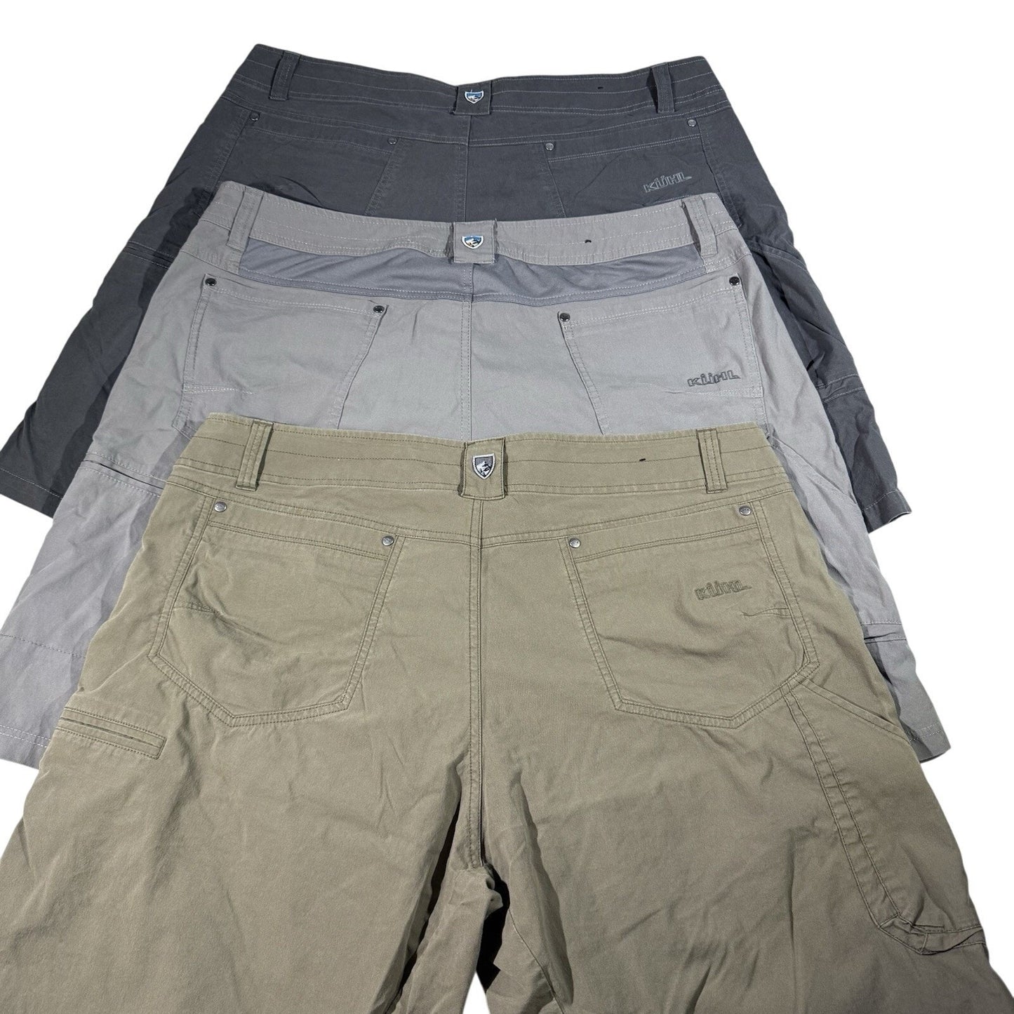 KUHL Men’s Shorts Lot 3 Pair Size 40 Radikl Khaki Gray Dark Gray Outdoor Hiking