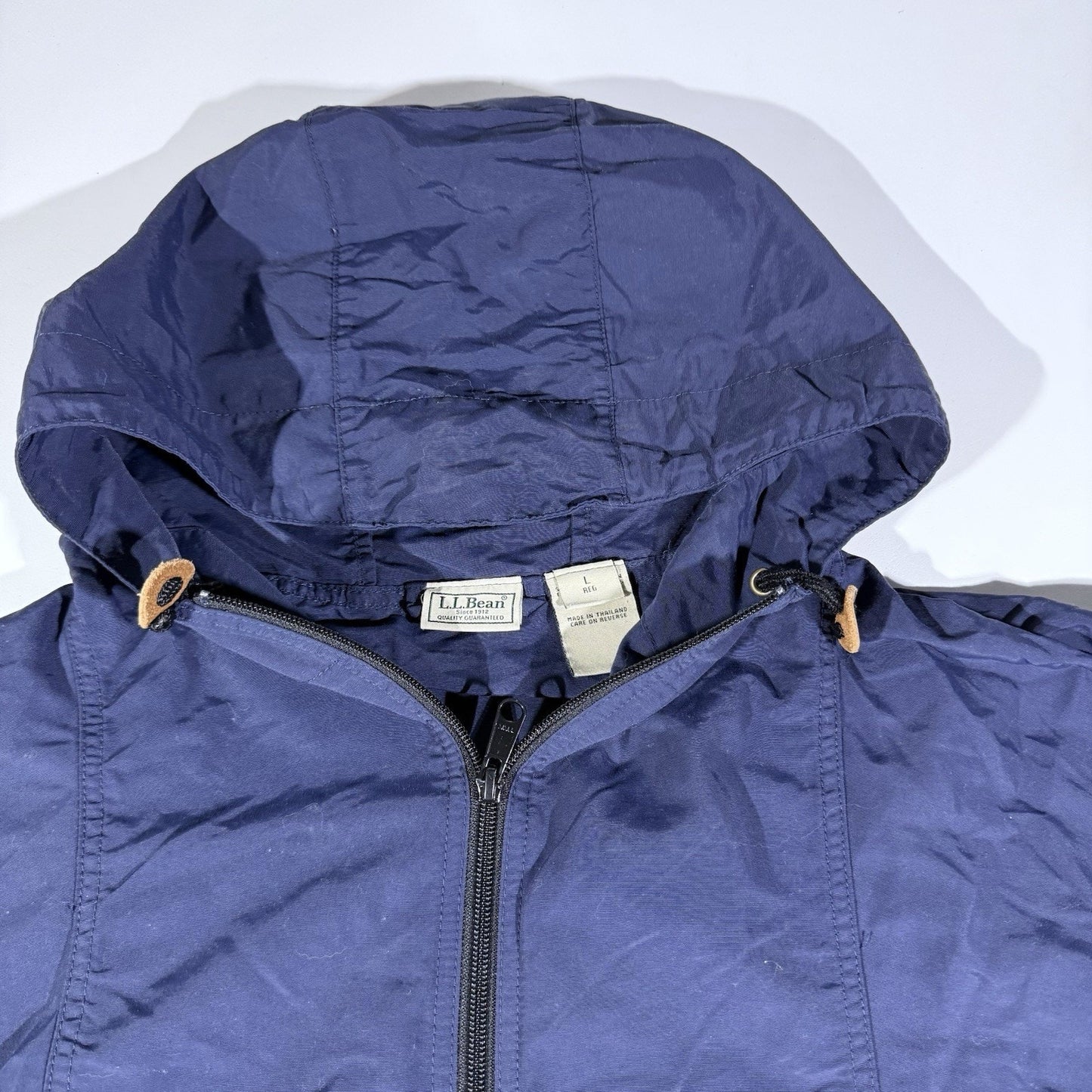 L.L.Bean Stowaway Anorak Windbreaker Jacket Blue Hooded Pullover Men’s L