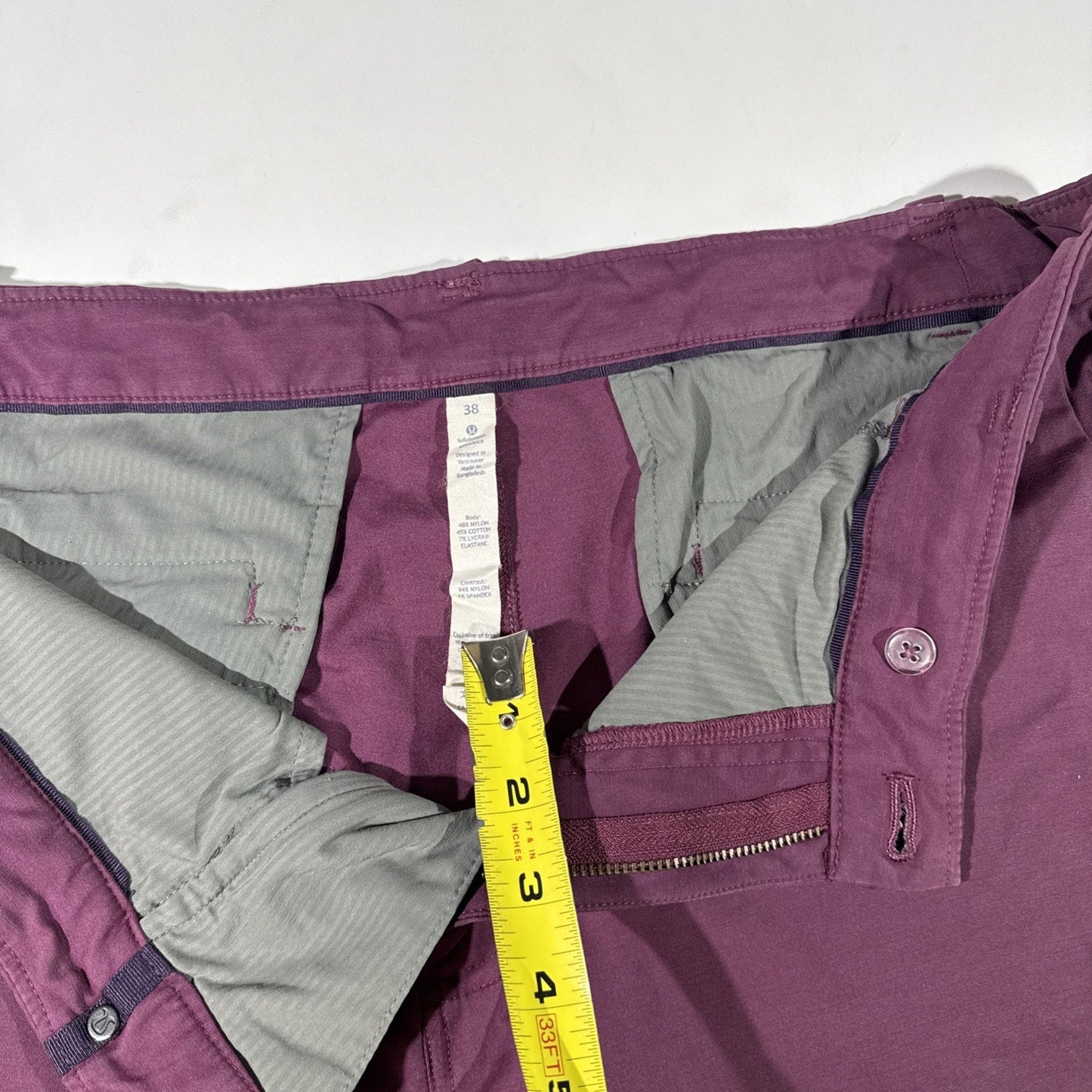 Lululemon Men’s Commission Shorts Size 38 Purple ABC Stretch Casual Chino
