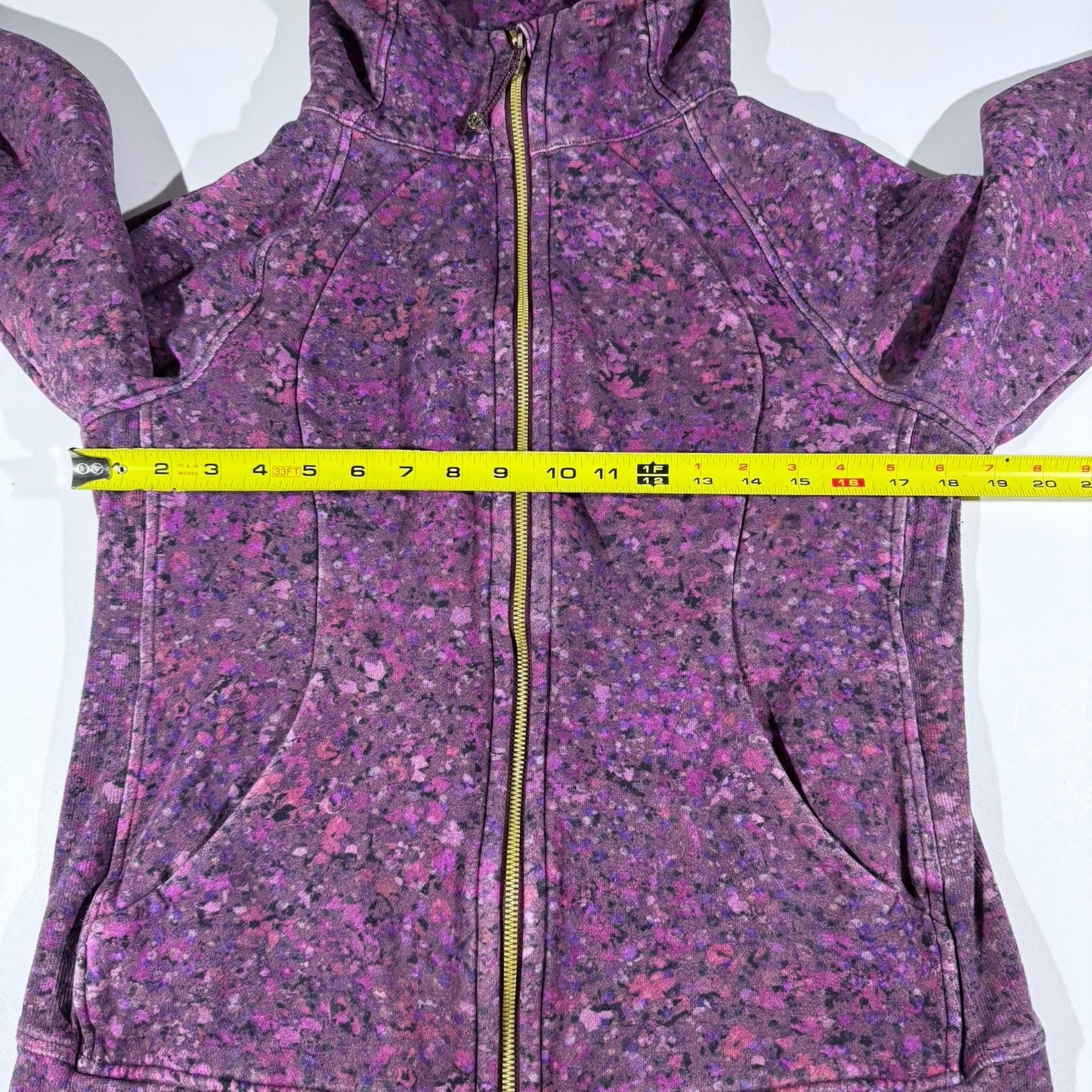 RARE Lululemon Scuba Hoodie II Women’s 12 Purple Floral Spritz Print Zip Jacket