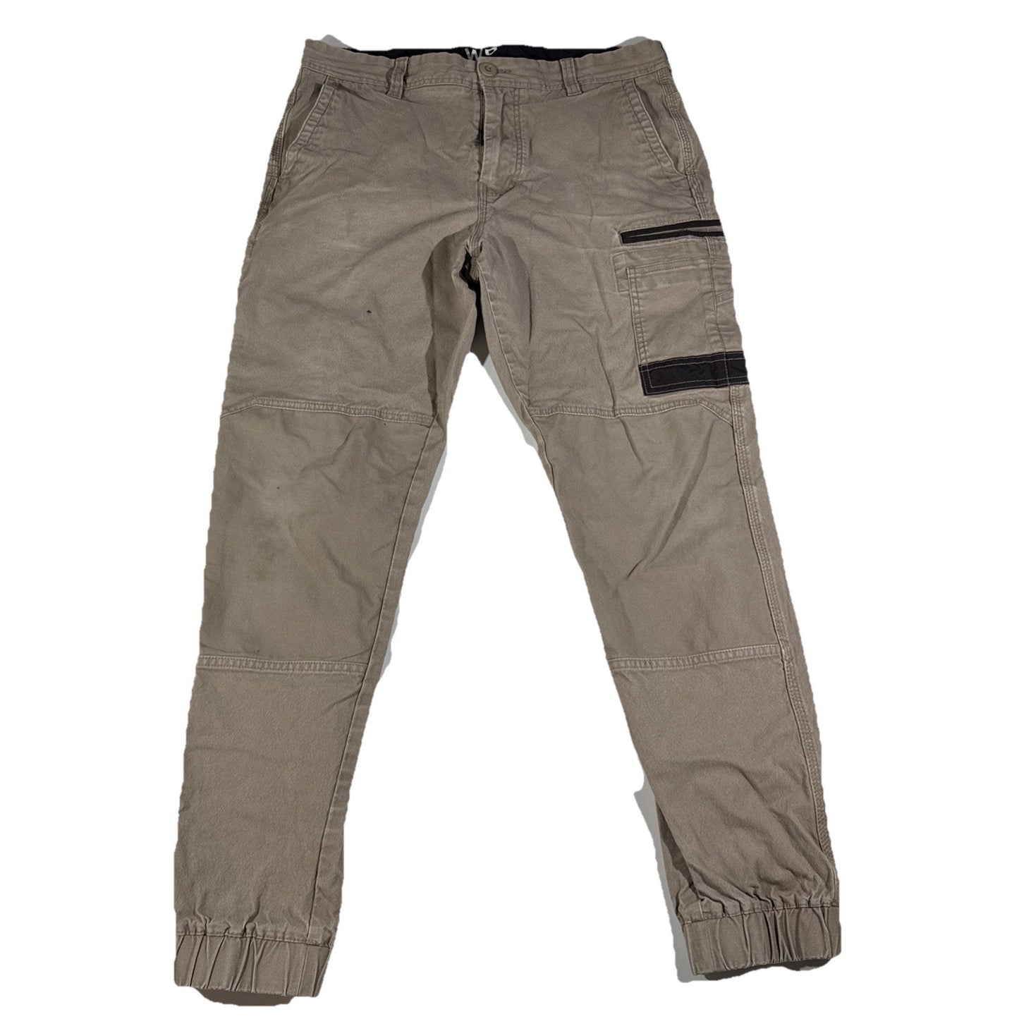 FXD Men's Cargo Tan Beige Work Pants WP4 34x30 Tradie Elastic Cuff Pockets