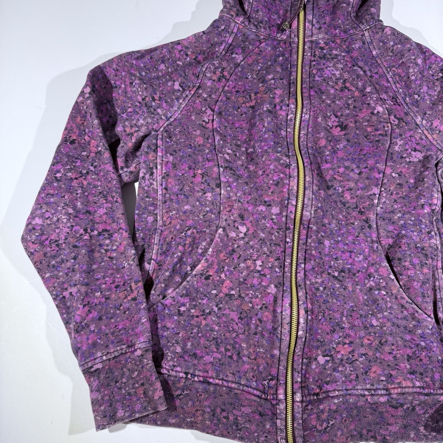 RARE Lululemon Scuba Hoodie II Women’s 12 Purple Floral Spritz Print Zip Jacket