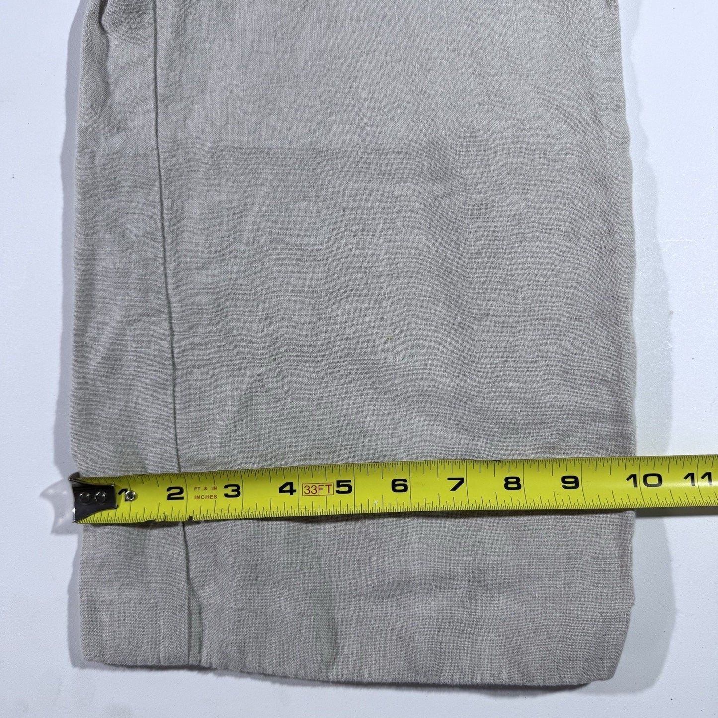 LL Bean Womens 100% Linen Canvas Pants Beige Khaki Straight Leg Pull On 12