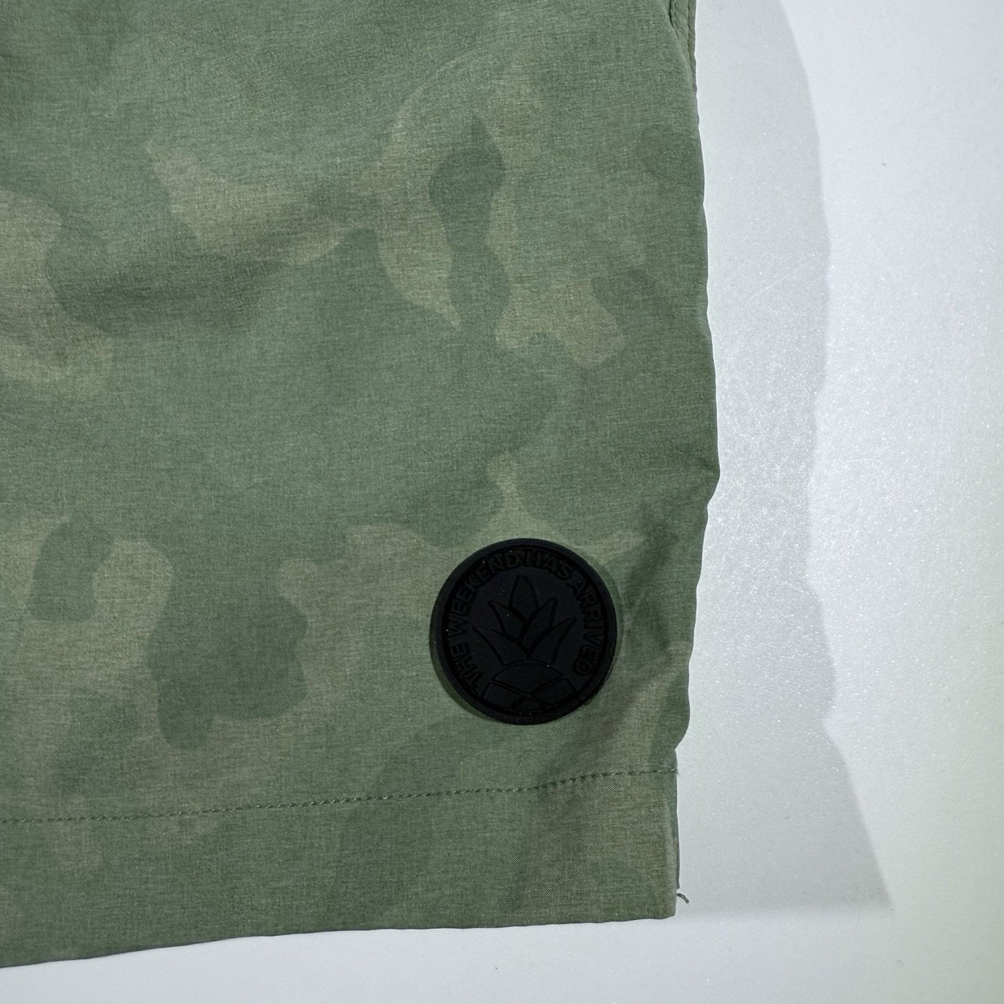 Chubbies Shorts Green Tiger Camo 7" Inseam Drawstring Hybrid Stretch Men’s XL