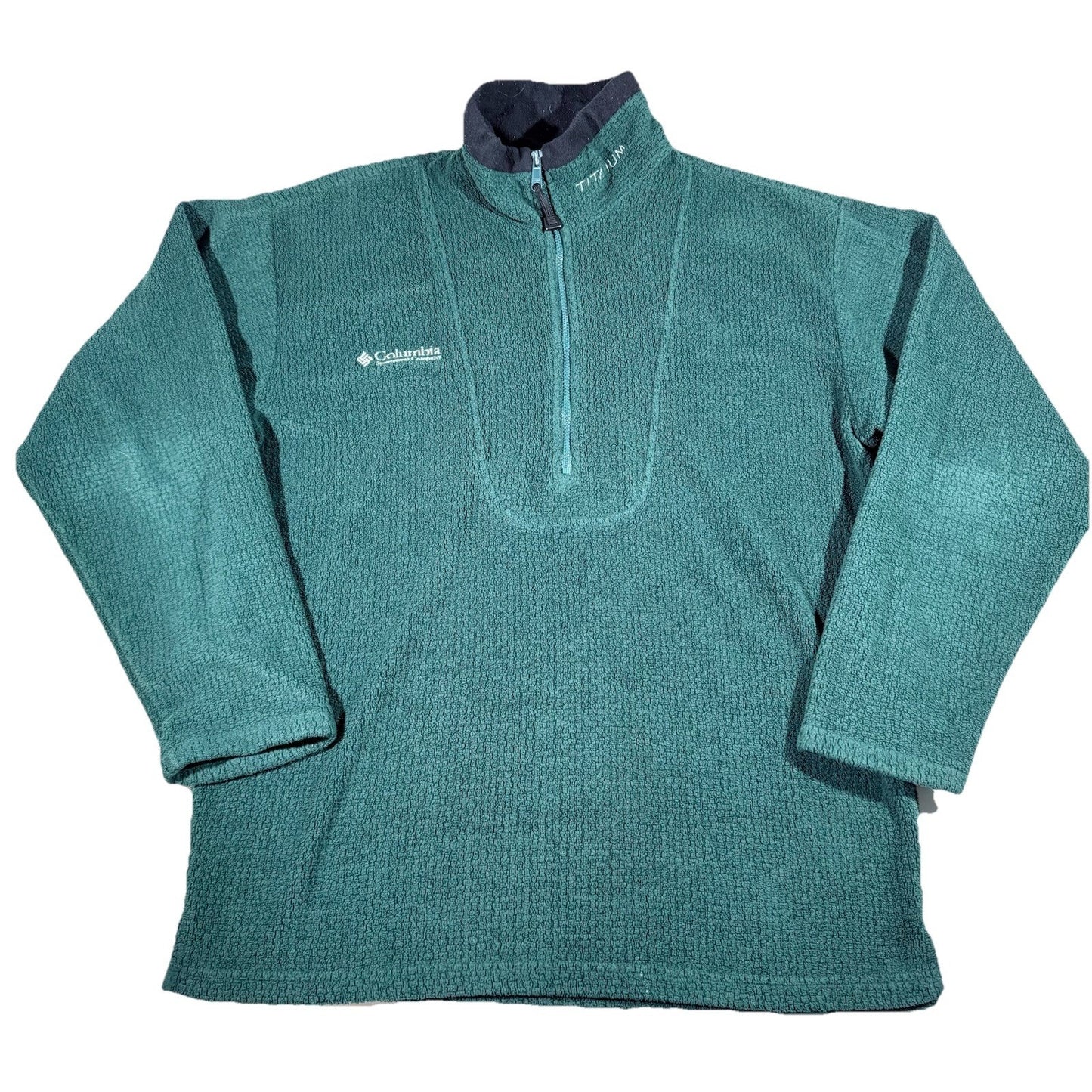 Columbia Titanium Fleece Pullover Unisex L Green Vintage 1/2 Zip Made Taiwan