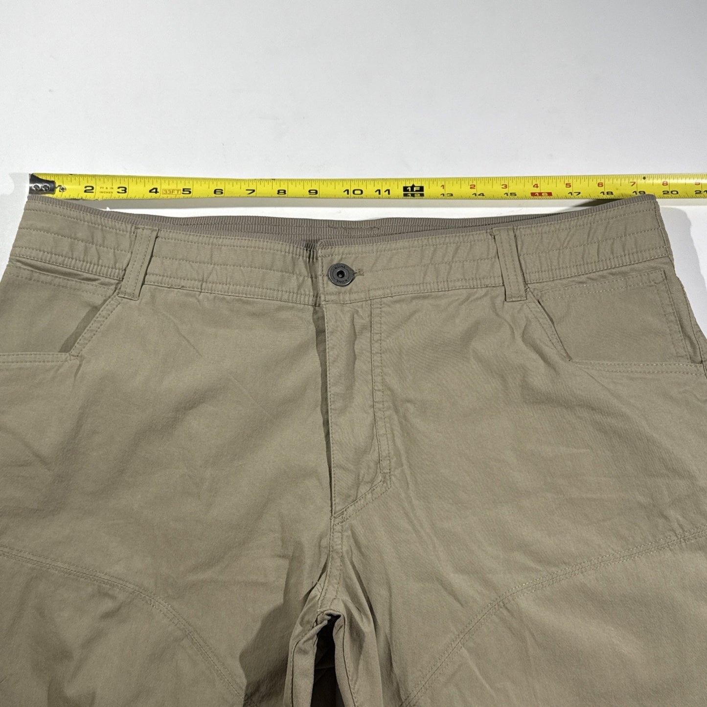 Kuhl Free Radikl Pants Mens 40/32 Tan Elastic Waist Outdoor Hiking Performance