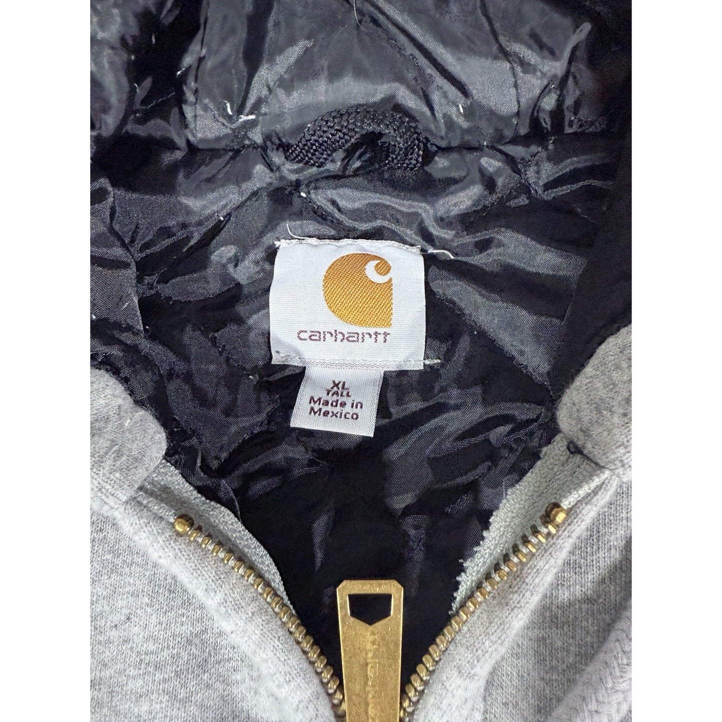 Carhartt Hoodie Mens XL Full Zip Workwear Grunge Y2K Grey Jacket Sweatshirt