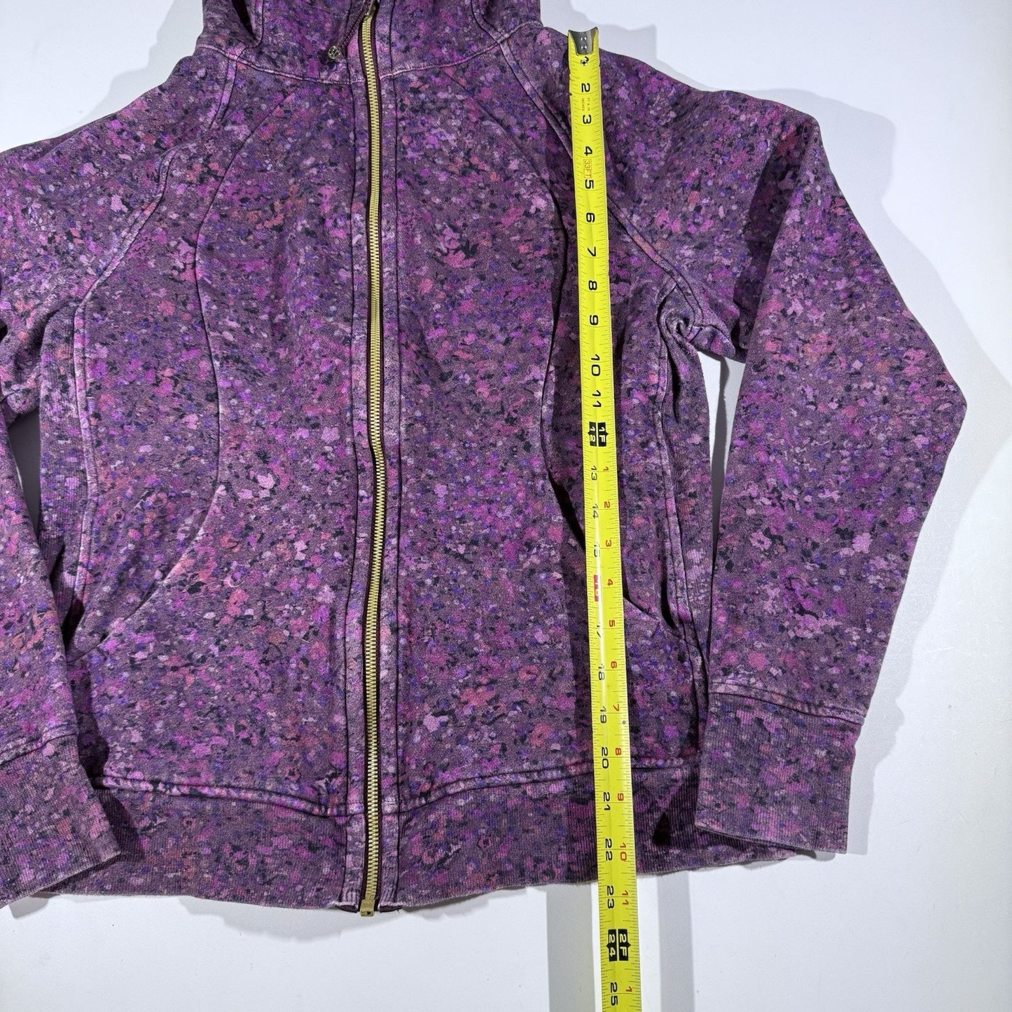 RARE Lululemon Scuba Hoodie II Women’s 12 Purple Floral Spritz Print Zip Jacket