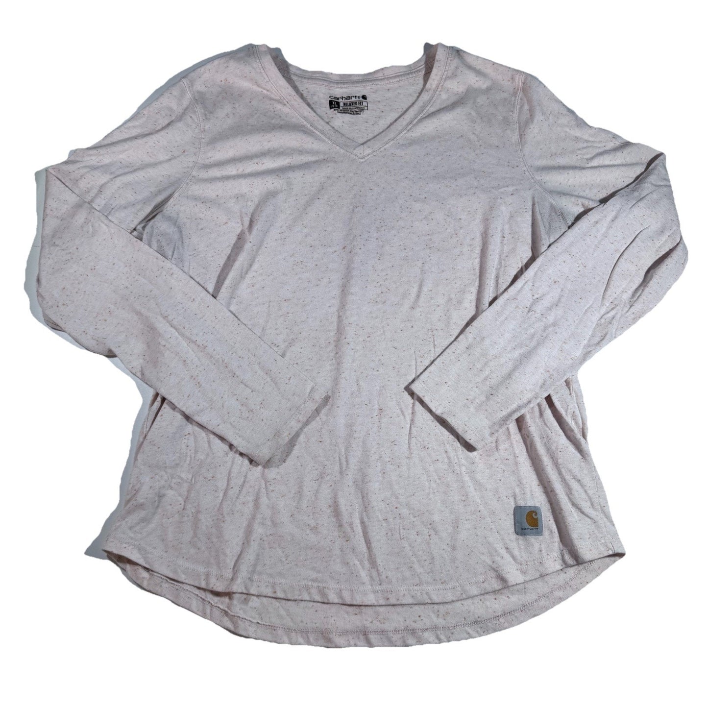 Carhartt Basic V neck Long Sleeves Tee Relaxed Fit Salmon Pink Shirt Size Xl