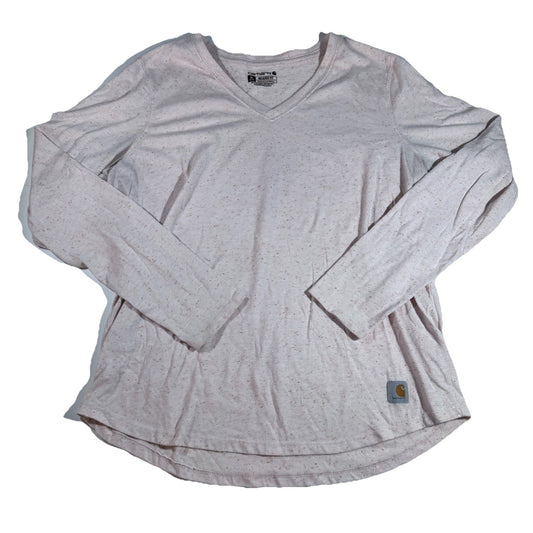 Carhartt Basic V neck Long Sleeves Tee Relaxed Fit Salmon Pink Shirt Size Xl