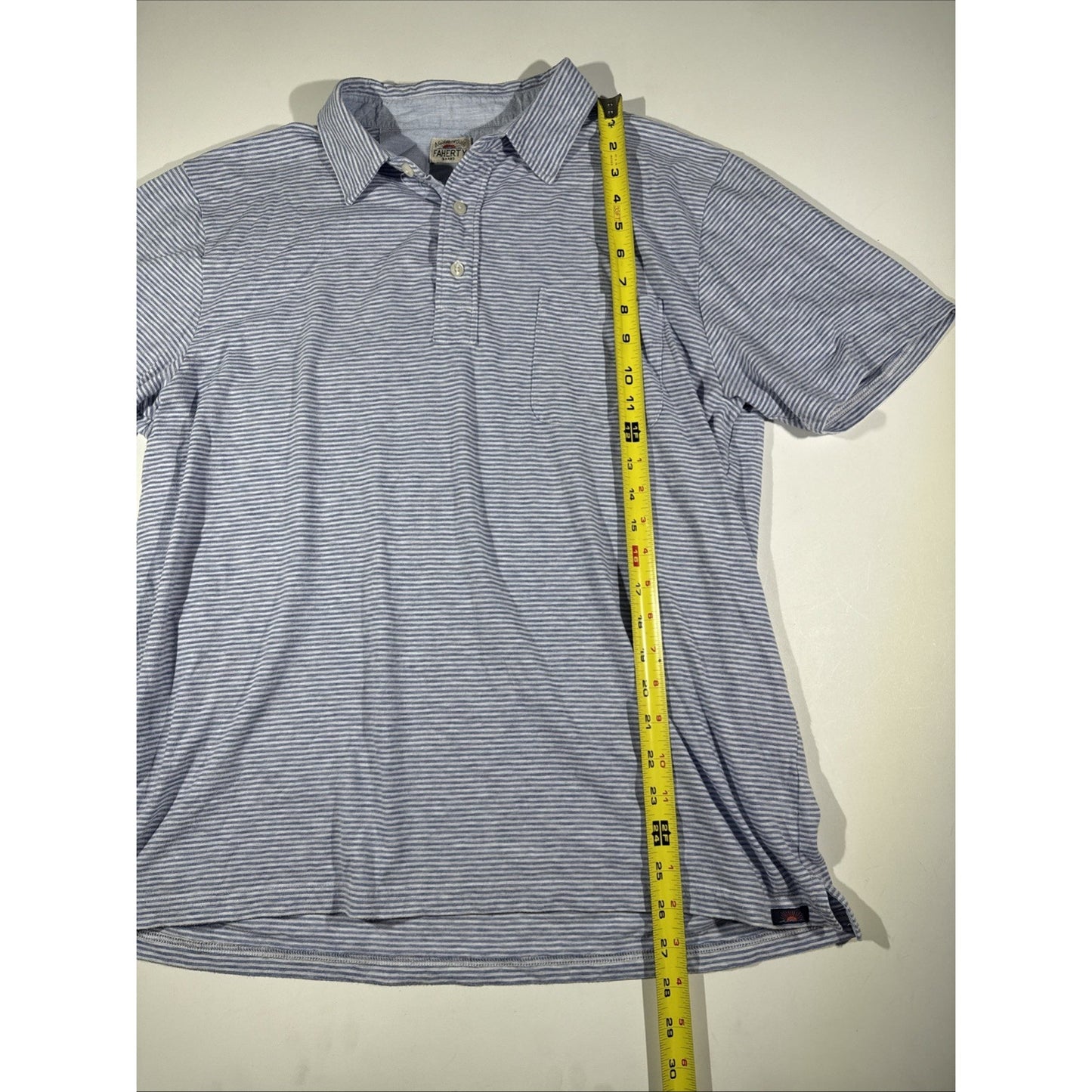 Faherty XL Men's Isle Polo Shirt Solid Short Sleeve Shirt Organic Cotton