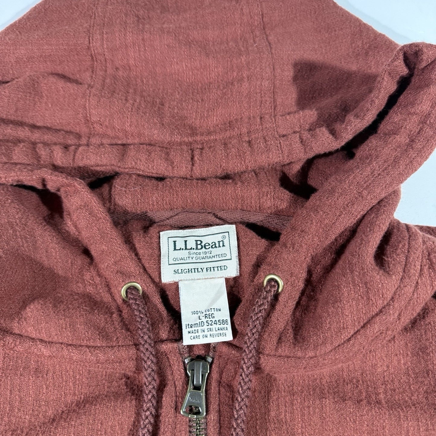 LL Bean Jacket Mens L Orange Full Zip Slightly Fitted Performance Hooded Shirt