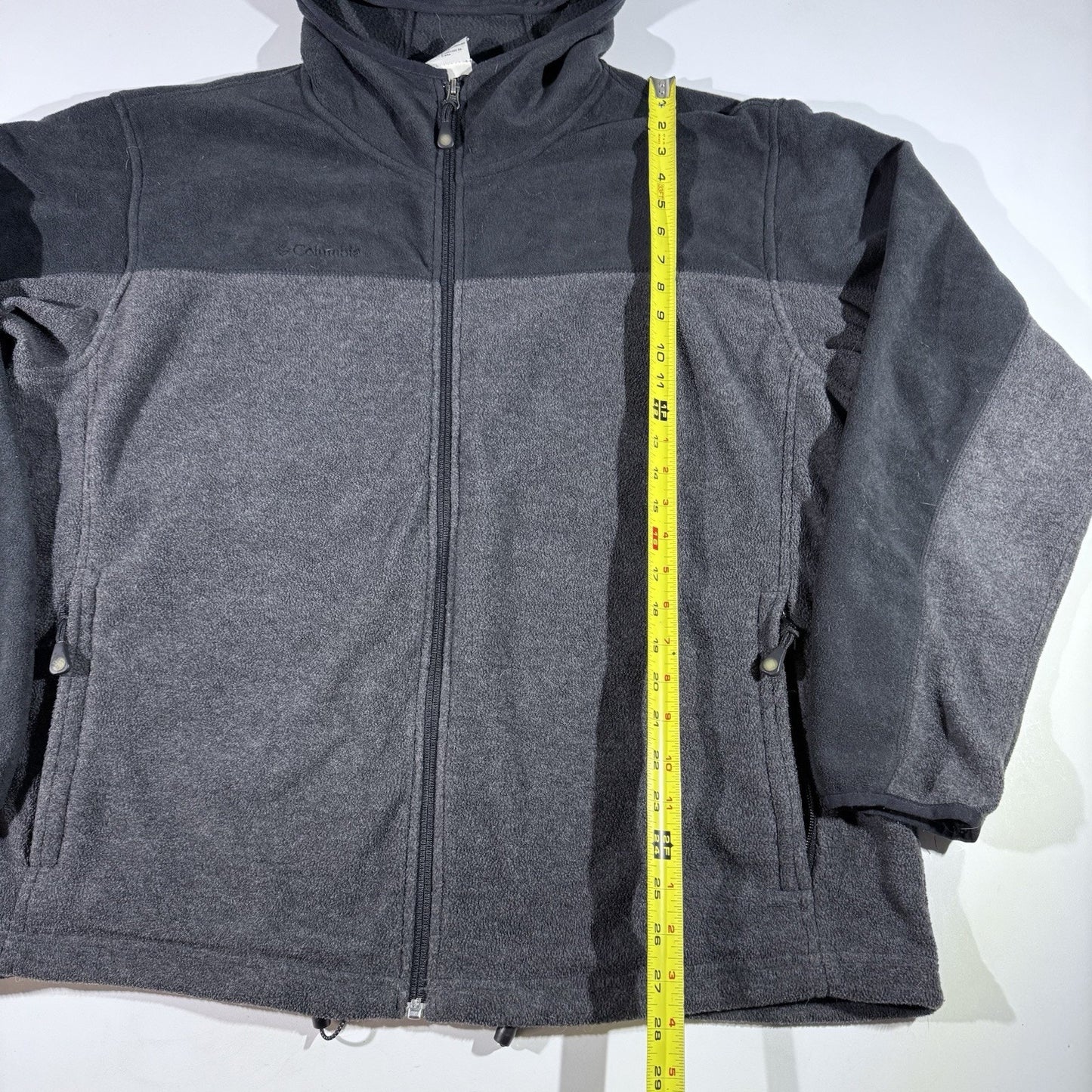 Columbia Men’s Fleece Hoodie Jacket XL Full Zip Gray Black Warm Softshell