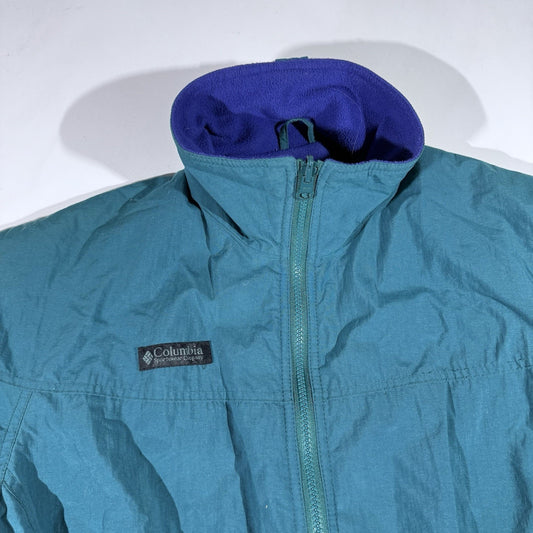 Vintage Columbia Women’s Jacket L Teal Purple Fleece Lined 90s Ski Coat Retro