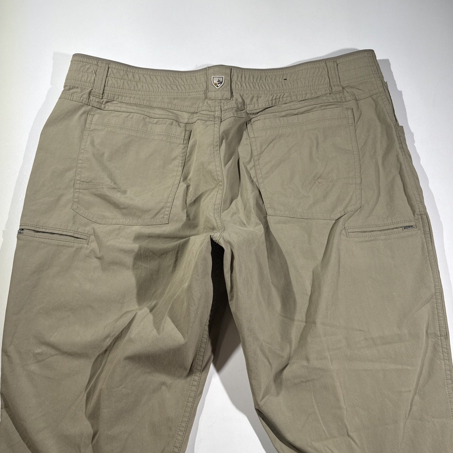 Kuhl Free Radikl Pants Mens 40/32 Tan Elastic Waist Outdoor Hiking Performance