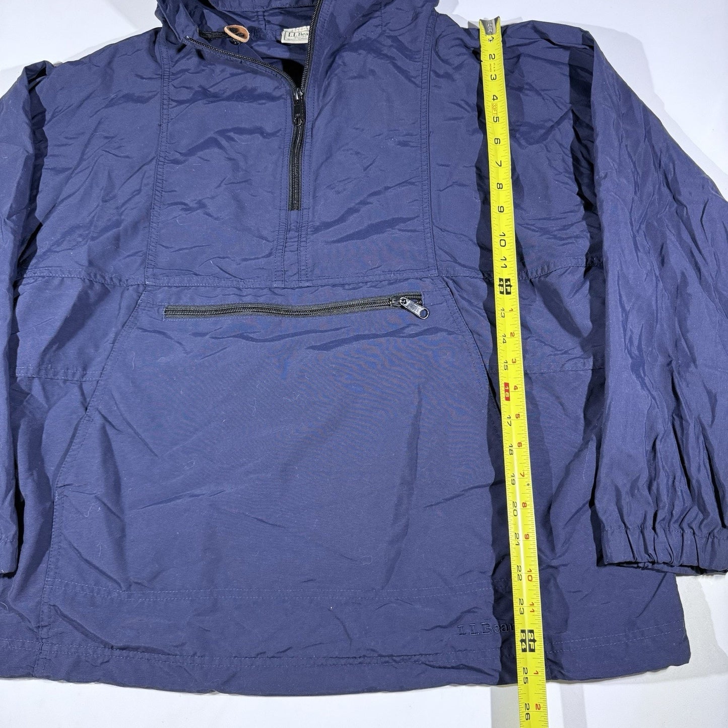 L.L.Bean Stowaway Anorak Windbreaker Jacket Blue Hooded Pullover Men’s L