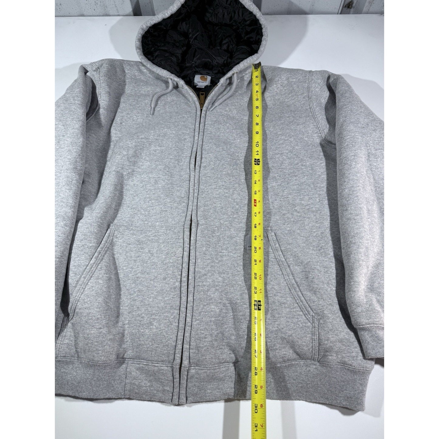 Carhartt Hoodie Mens XL Full Zip Workwear Grunge Y2K Grey Jacket Sweatshirt