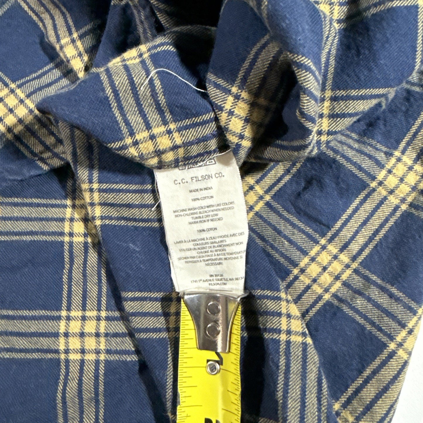 CC Filson Flannel Medium Weight Button Up Shirt Blue & Bronze Men’s XXXL
