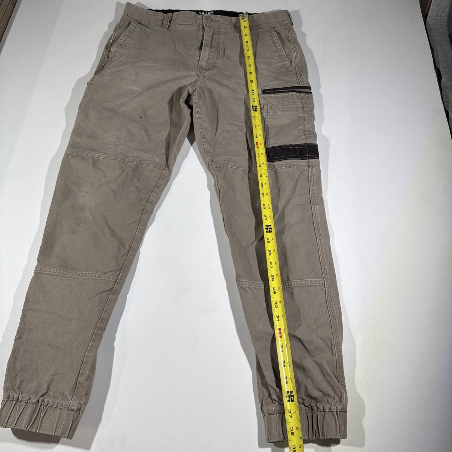 FXD Men's Cargo Tan Beige Work Pants WP4 34x30 Tradie Elastic Cuff Pockets