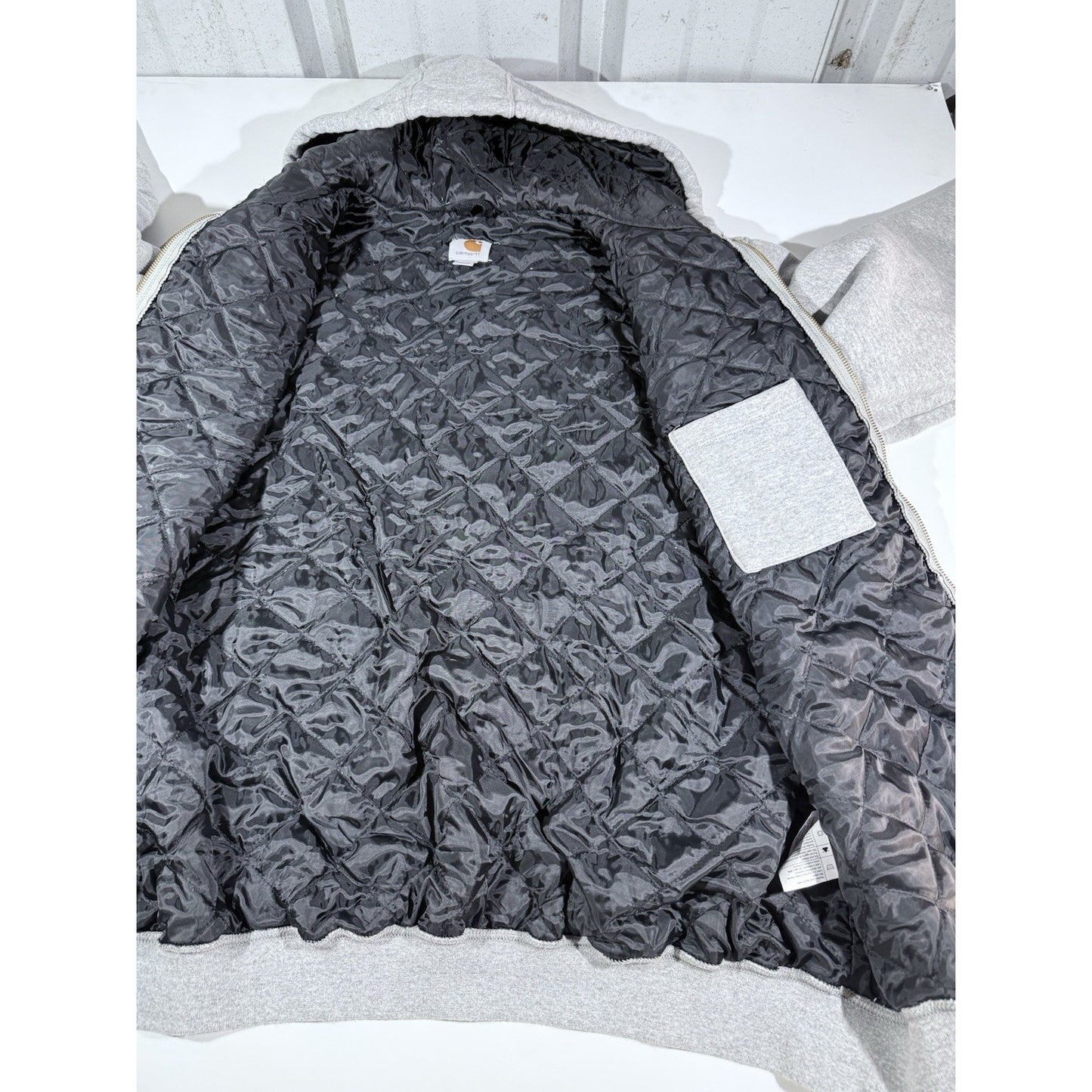 Carhartt Hoodie Mens XL Full Zip Workwear Grunge Y2K Grey Jacket Sweatshirt