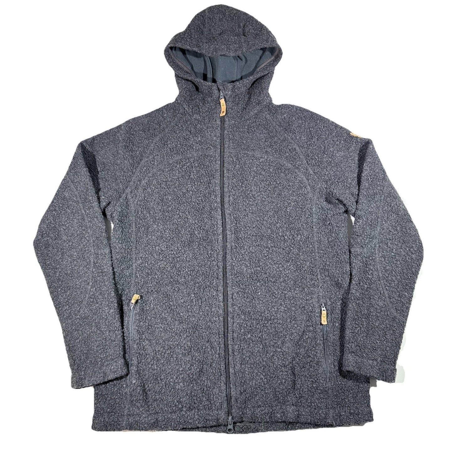 Fjallraven Kaitum Fleece Jacket Women’s Large Green Full Zip Hooded Wool Blend