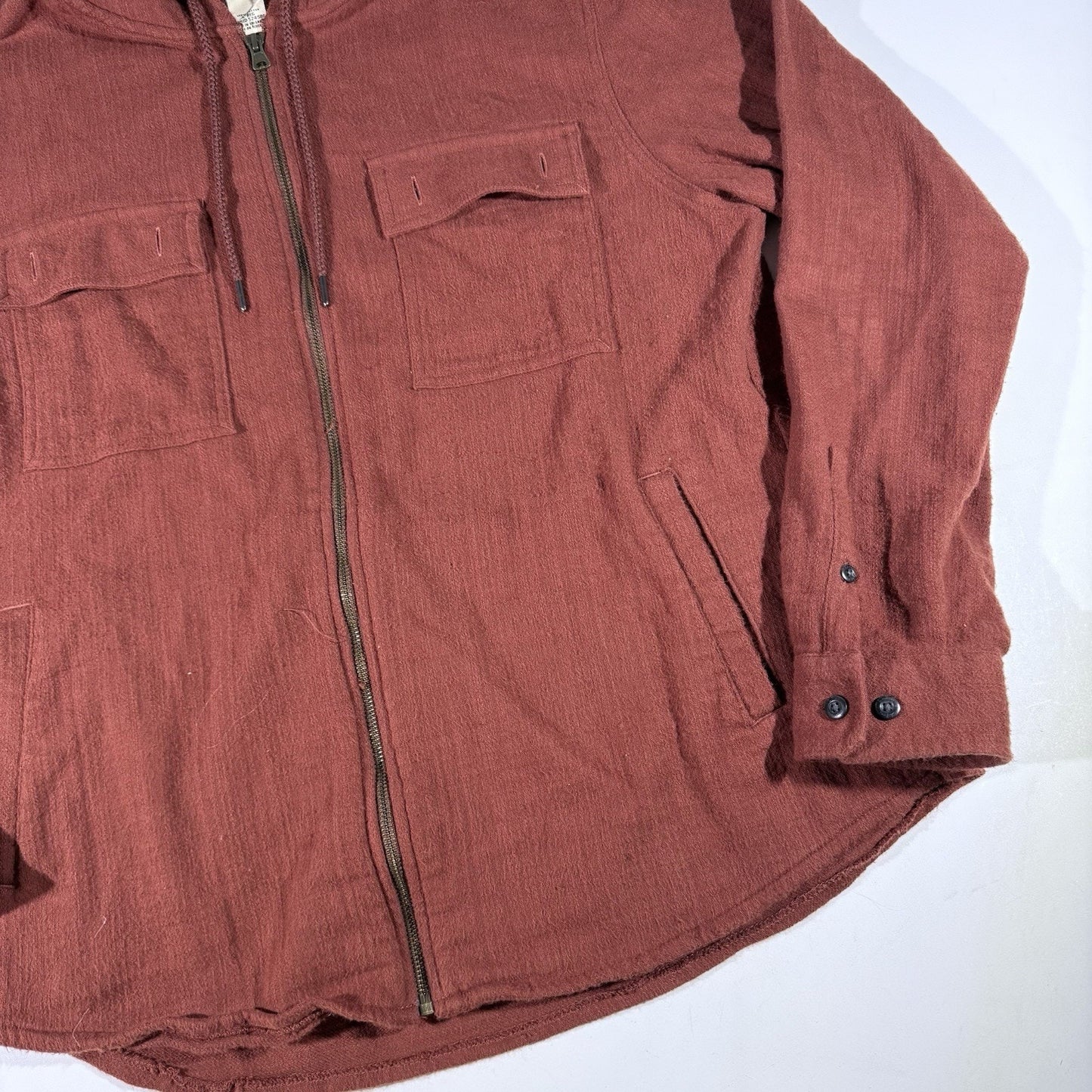 LL Bean Jacket Mens L Orange Full Zip Slightly Fitted Performance Hooded Shirt