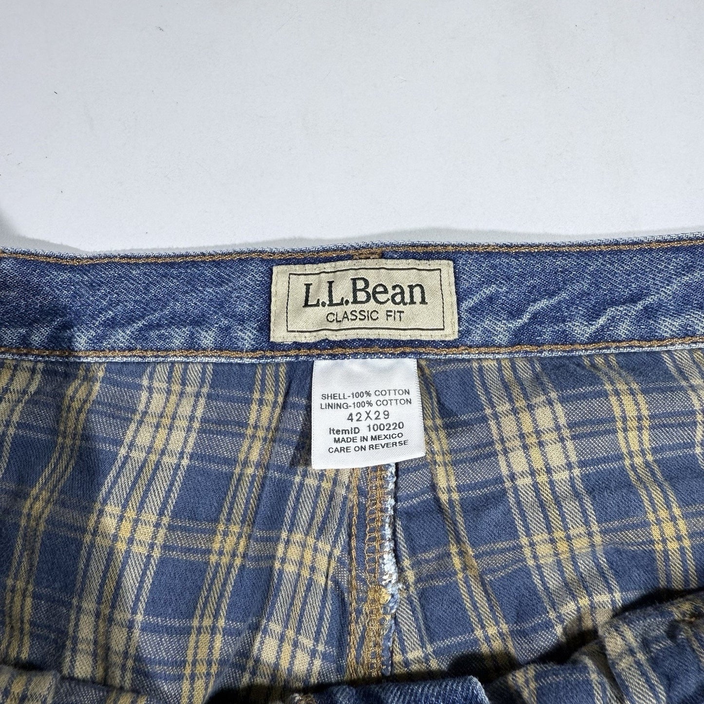 L.L. Bean Classic Fit Flannel Lined Jeans Men’s 42x29 Blue Denim