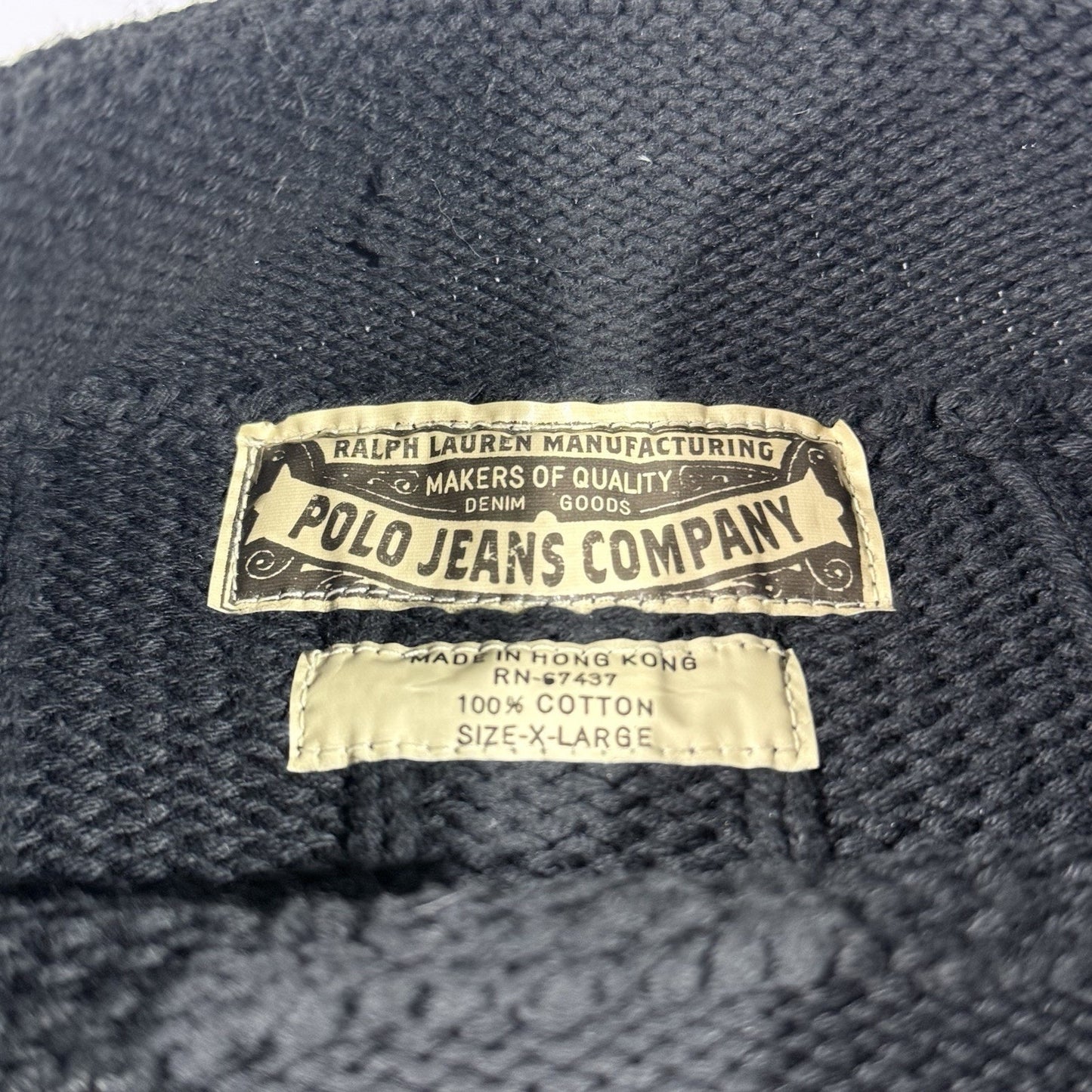 Ralph Lauren Polo Jeans Co Ribbed Mock Neck Sweater XL Black 100% Cotton VTG