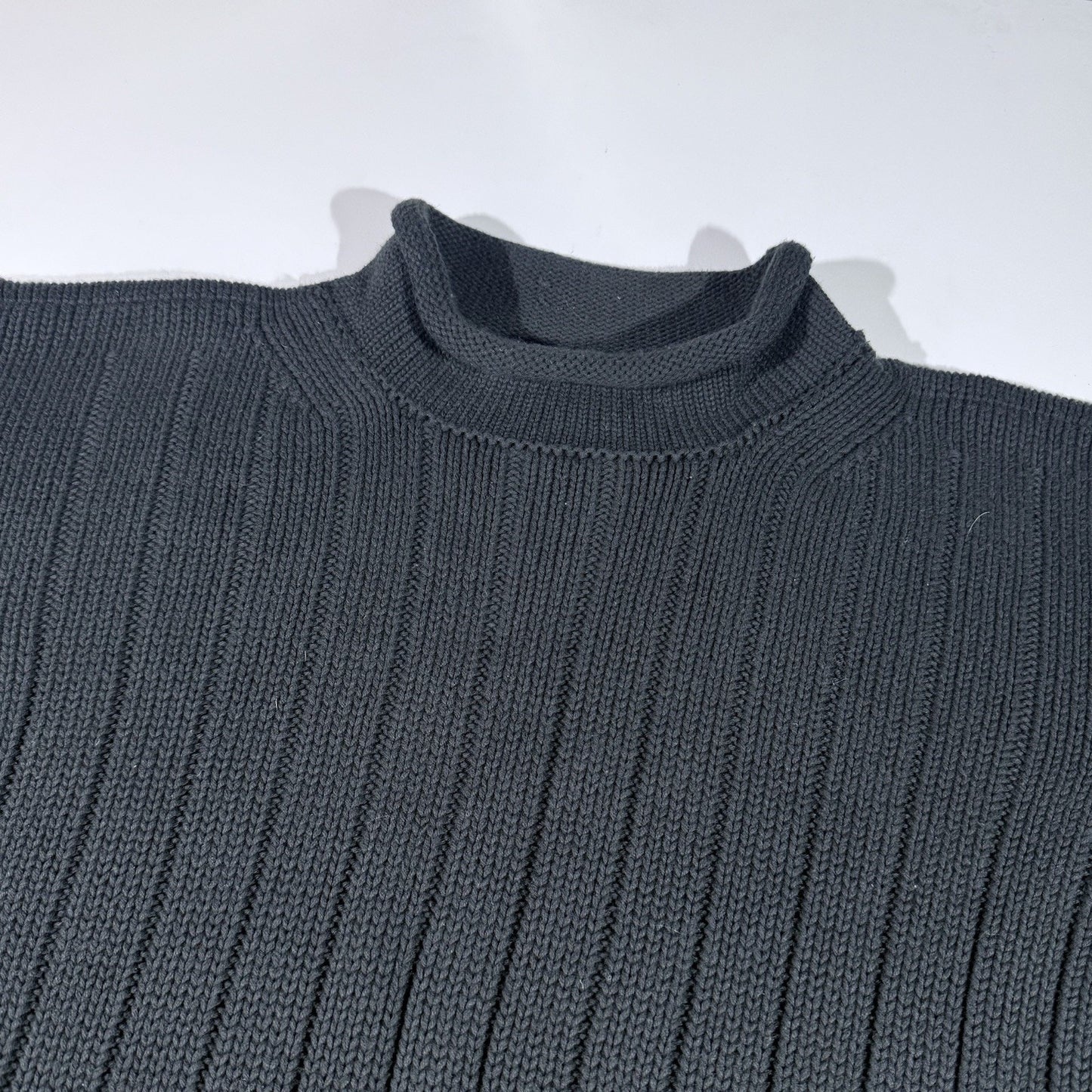 Ralph Lauren Polo Jeans Co Ribbed Mock Neck Sweater XL Black 100% Cotton VTG
