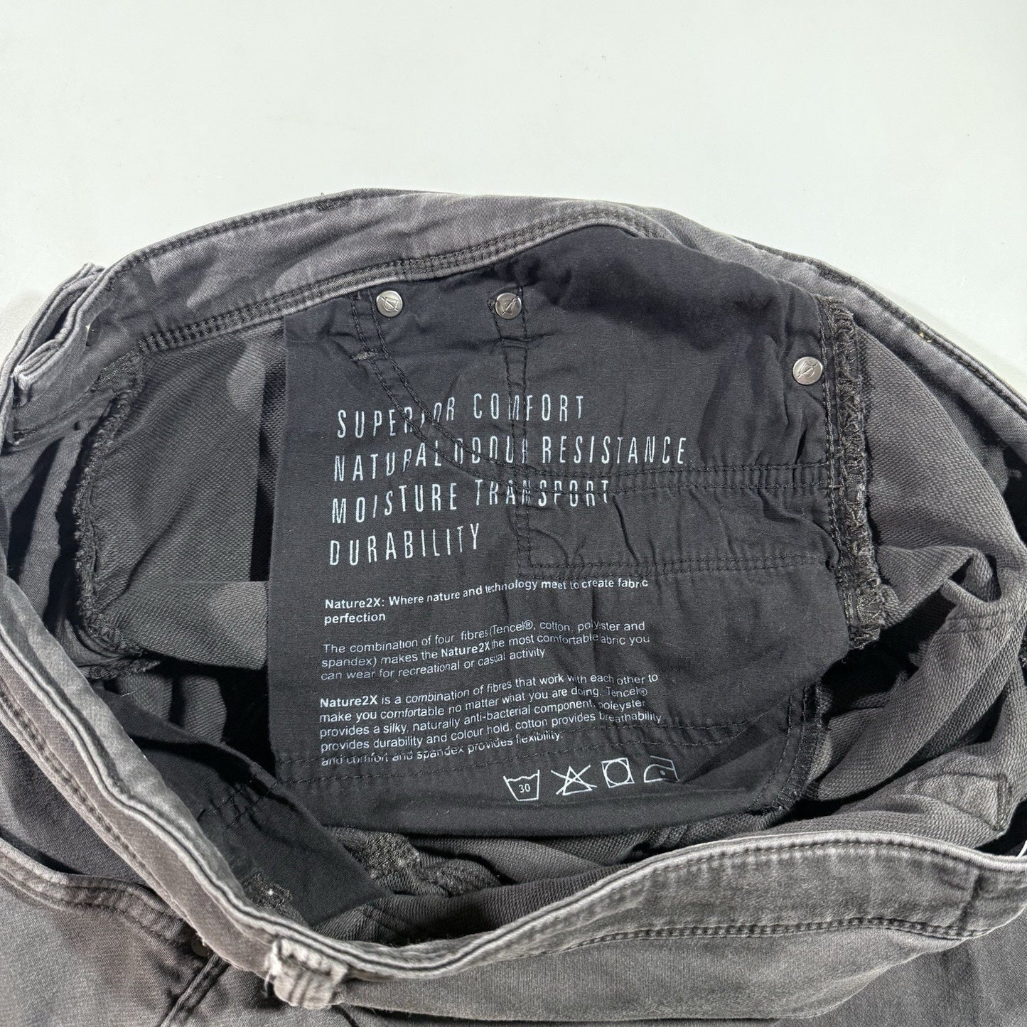 DUER Pants Mens 36x30 Gray N2X Slim Fit No Sweat Stretch Performance Chino